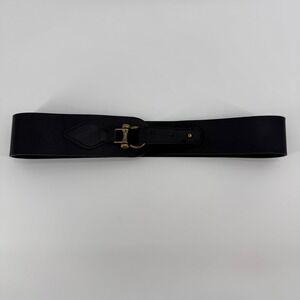 GAP Black Genuine Cow Leather Wide Waist Belt Women Size S Gold Buckle 32"